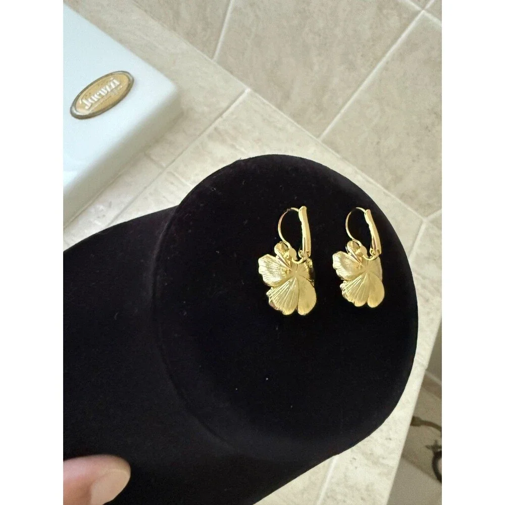 Talbots Green Fall Floral Drop Earrings
